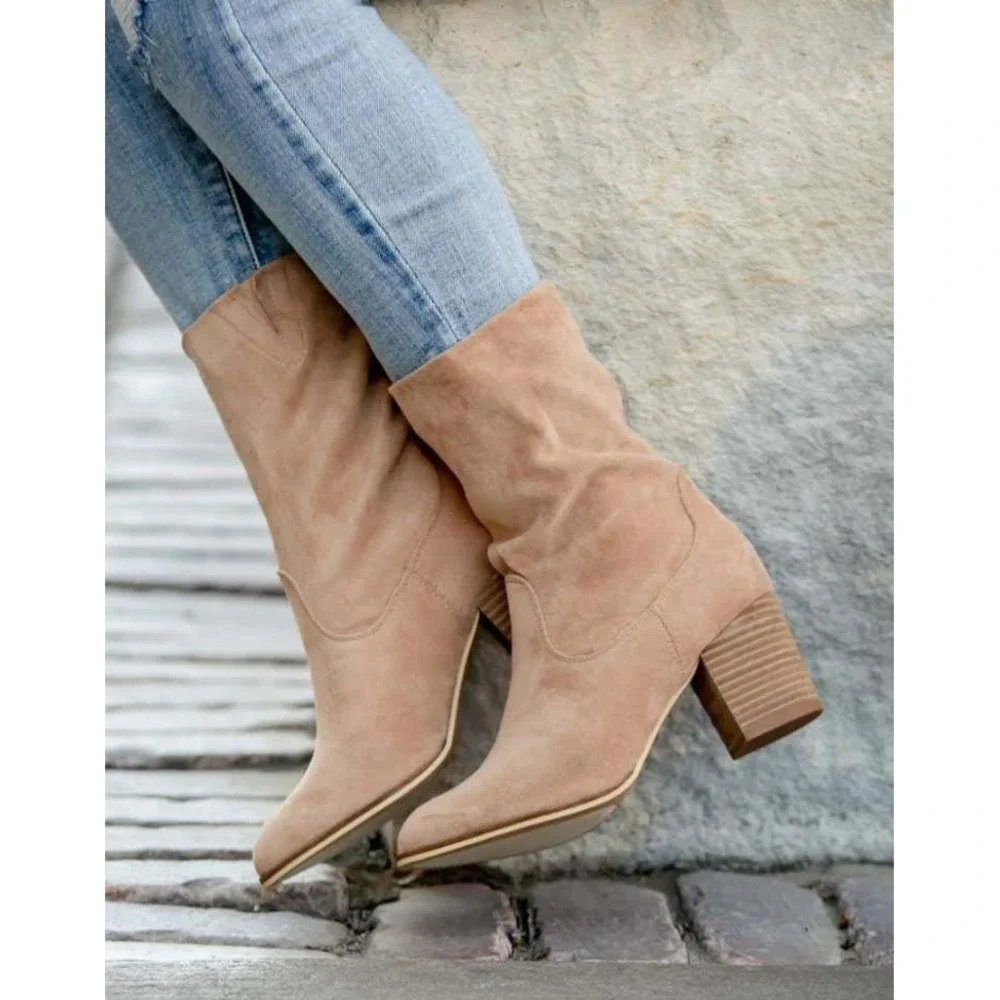 Hey Girl‎ by Corkys Boujee Ankle Boots Women Size 7 Sand NEW Tassel Block Heel